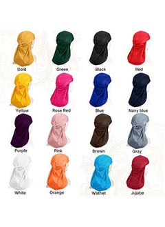 Geyoga 16 Pieces Velvet Wave Durag Cap For Men Women Soft Velvet Waves Durag Headwraps With Long Tail Headwrap Durag Turban Hat Wide Straps Durag Pirate Hat For 360 Waves 16 Colors  - Image 4