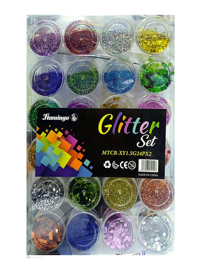 Flamingo GLITTER SET 24 PIECES - Image 2