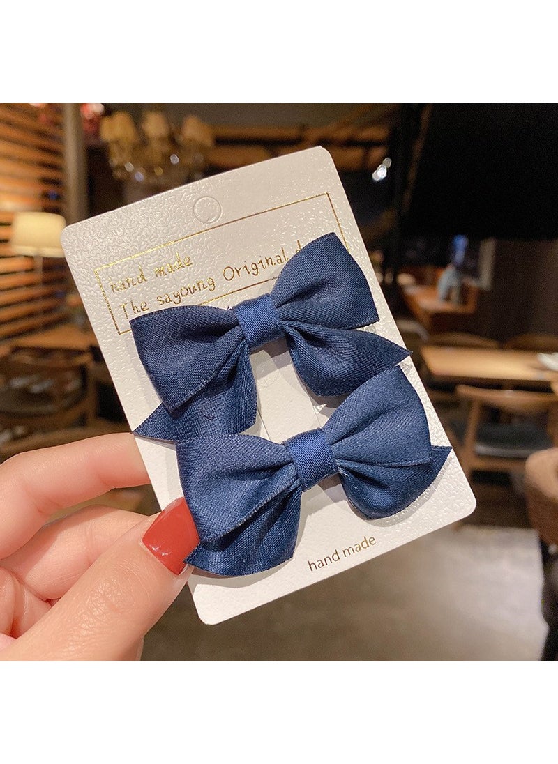 إسكدنيا Cute Candy Color Kids Hair Ties with Bow A1715 navy blue pair