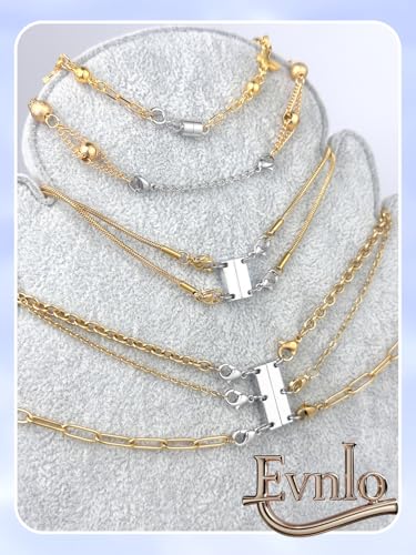 Evnlo Multi Necklace Layering Clasp and Chain Extender and Magnetic Jewelry Clasp Set, Gold and Silver Multiple Styles Necklace Extenders for Women - Image 5