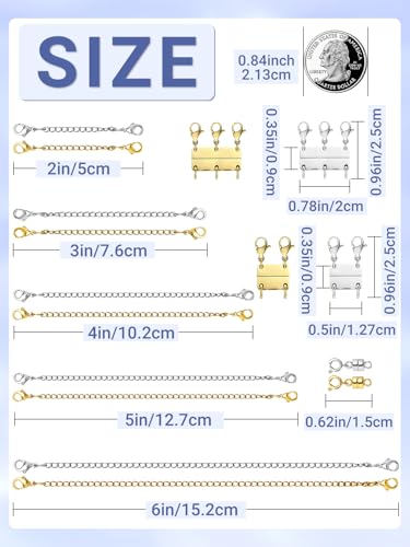 Evnlo Multi Necklace Layering Clasp and Chain Extender and Magnetic Jewelry Clasp Set, Gold and Silver Multiple Styles Necklace Extenders for Women - Image 3