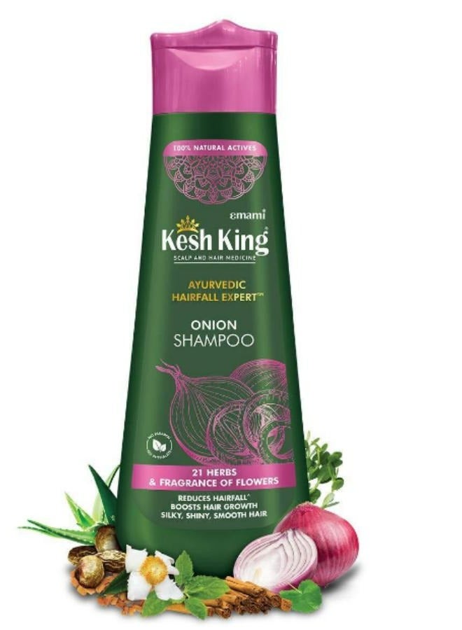 Kesh King Organic Onion Shampoo With Curry Leaves Reduces Hair Fall Upto 98%,Keeps Hairs Smooth Upto 48Hrs 600 ML - Image 1