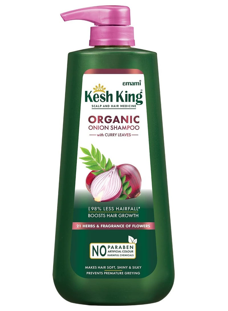 Kesh King Organic Onion Shampoo With Curry Leaves Reduces Hair Fall Upto 98%,Keeps Hairs Smooth Upto 48Hrs 600 ML - Image 3