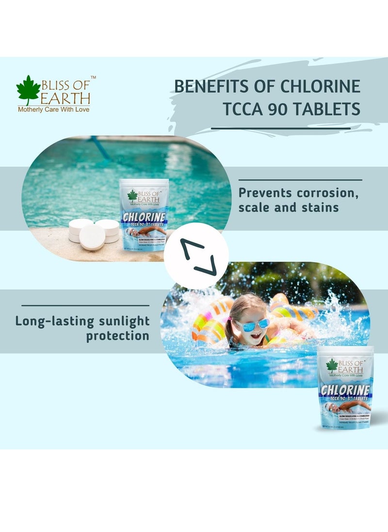 BLISS OF EARTH - Japanese Chlorine Tables 3 Size for Clean and Clear Swimming Pool, Kills Bacteria & Stops Algae, Pool Disinfectant 5 Chlorine Tables 5x200gm - Image 1