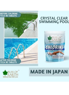 BLISS OF EARTH Japanese Chlorine Tables 3 Size for Clean and Clear Swimming Pool, Kills Bacteria & Stops Algae, Pool Disinfectant 5 Chlorine Tables 5x200gm  - Image 3