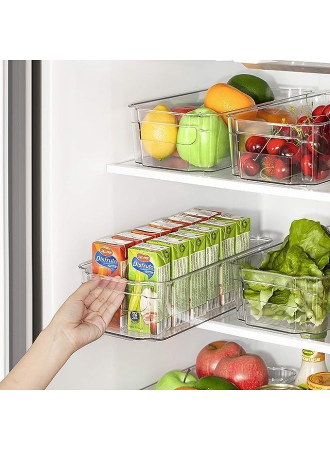 CAZADORA Fridge Organizer Bins – Set of 4 Clear Plastic Storage Containers for Fridge and Pantry Organization | Premium BPA-Free Material | Durable, Stackable & Space-Saving Design for Efficient Food Storage | Multi-Purpose Transparent Bins for Fruits, Vegetables, Snacks, Drinks & Condiments | Easy Access Built-In Handles for Comfortable Use | Sleek Modern Look Enhances Any Refrigerator or Kitchen Cabinet | Perfect for Home, Office, or Dorm | Simplify Food Organization & Reduce Waste with Smart Visibility | Dishwasher Safe, Easy to Clean & Maintain for Long-Term Use | Ideal Gift for Home Organization Lovers - Image 2