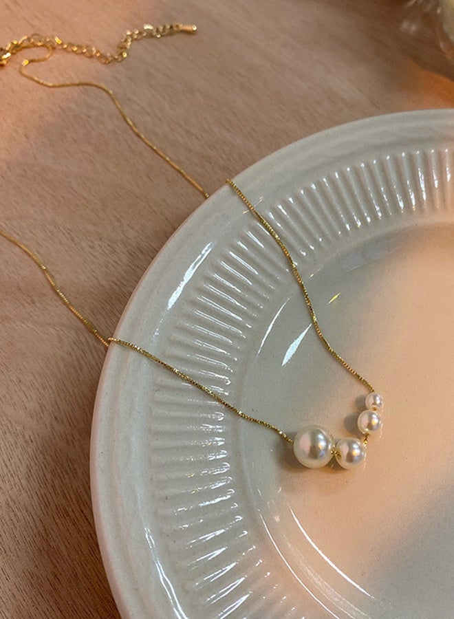 DUNISO Elegant Gold Color Round Pearl  Pendant Necklace Clavicle Chain for Women Jewelry Gift for Lover and Friend - Image 3