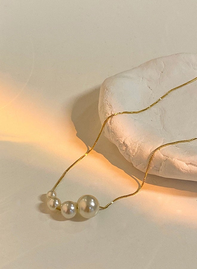 DUNISO Elegant Gold Color Round Pearl  Pendant Necklace Clavicle Chain for Women Jewelry Gift for Lover and Friend - Image 4