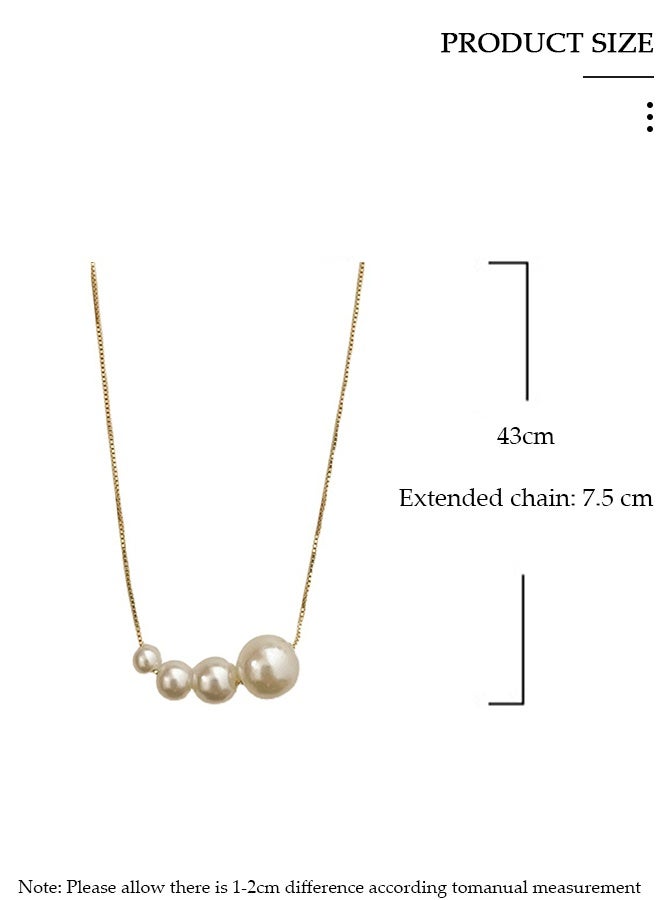 DUNISO Elegant Gold Color Round Pearl  Pendant Necklace Clavicle Chain for Women Jewelry Gift for Lover and Friend - Image 2