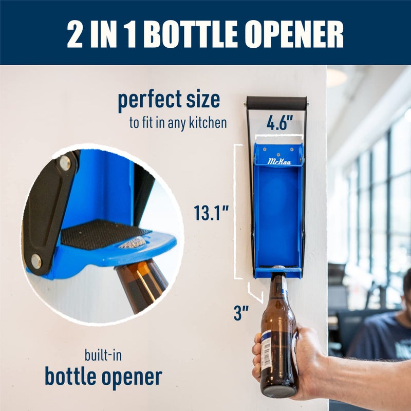 Mckay 16 Oz. Metal Can Crusher, Can Crusher Wall Mounted, Can Crushers for Recycling Wall-Mounted Smasher for Aluminum Seltzer, Soda, Beer Cans and Bottles, Gadgets for Home - Blue - Image 3