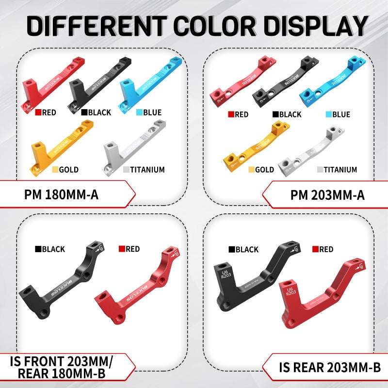 BUCKLOS PM/is Front Rear 180/203mm Disc Brake Caliper Mount Adapter Gear Parts Accessories, CNC Machined Aluminum Alloy Rotor Adapter with Bolts - Image 3