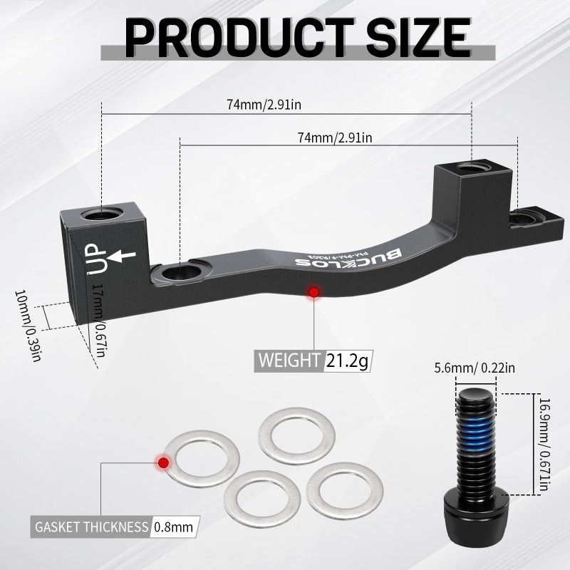 BUCKLOS PM/is Front Rear 180/203mm Disc Brake Caliper Mount Adapter Gear Parts Accessories, CNC Machined Aluminum Alloy Rotor Adapter with Bolts - Image 2