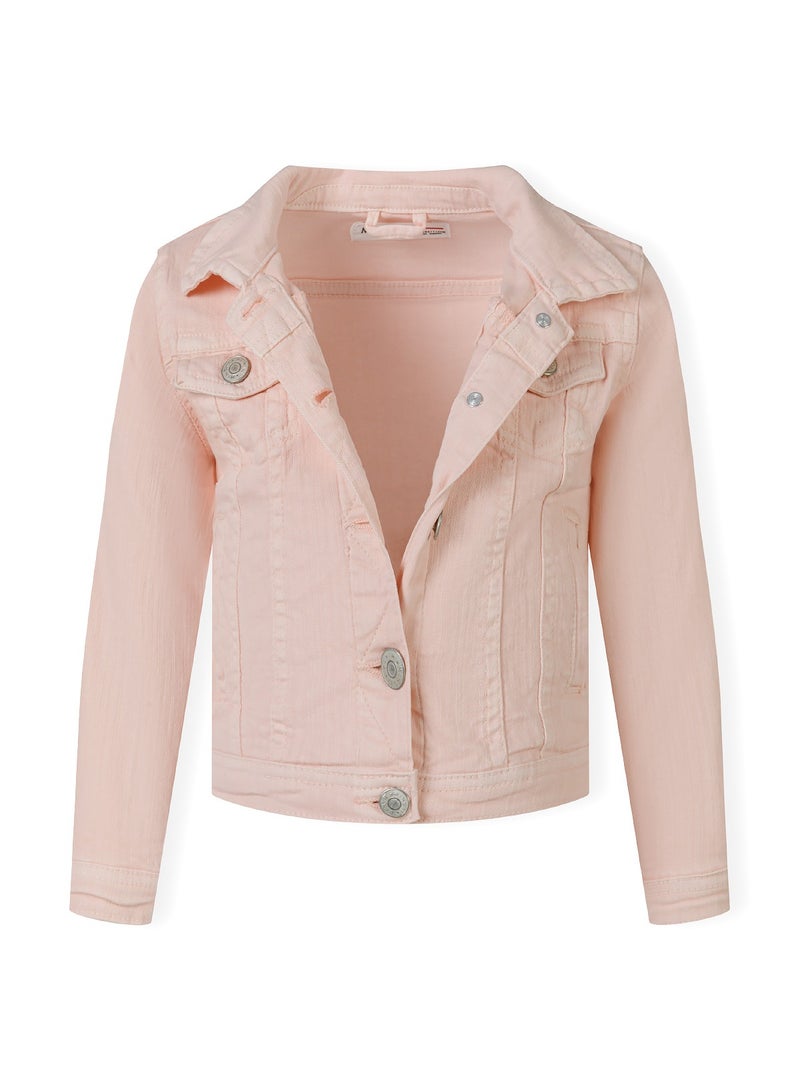 مينوتي جاكيت جينز بناتي بأزرار وجيوب عملية للأطفال - Image 3