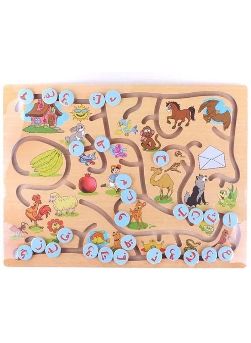 Maze Game to Connect the Letters to the Picture An Early Education Development Toy for Children Made of Wood - Image 1