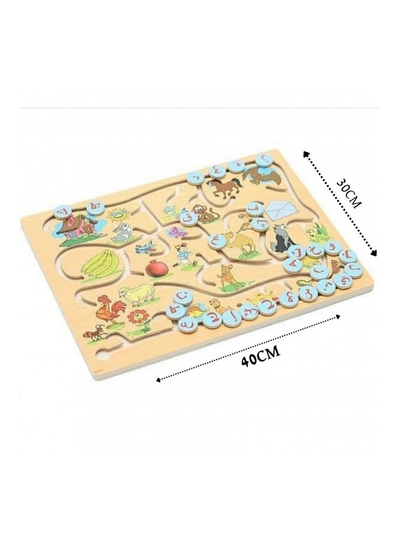 Maze Game to Connect the Letters to the Picture An Early Education Development Toy for Children Made of Wood - Image 2
