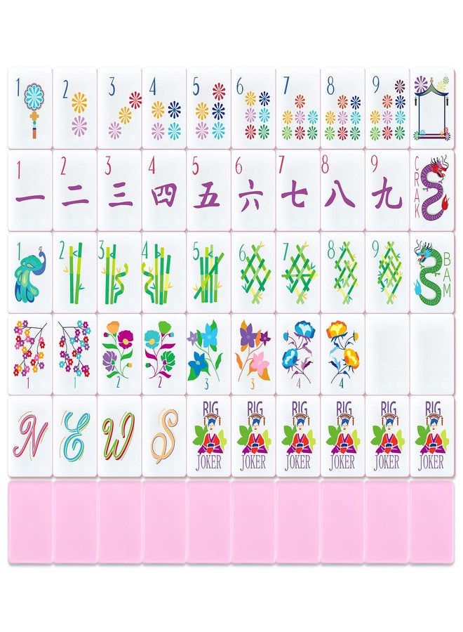 مجموعة قطع ما جونغ من سيمجوينج، 160 قطعة صغيرة الحجم مناسبة للسفر، قطع ما جونغ مزخرفة بالزهور، 1.2 بوصة، مع علبة تخزين شفافة. لعبة صينية محمولة للكبار والعائلة - Image 1