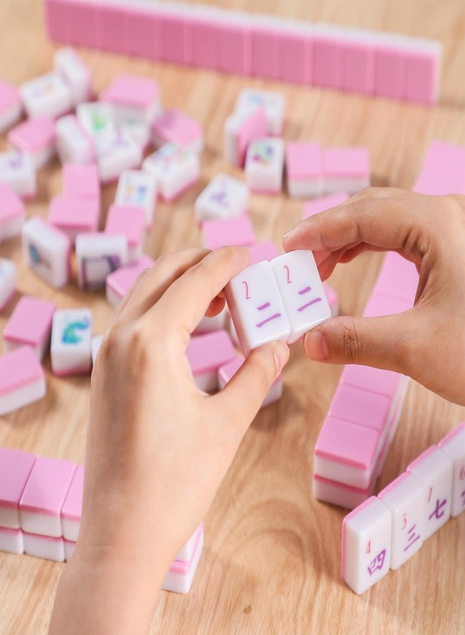 مجموعة قطع ما جونغ من سيمجوينج، 160 قطعة صغيرة الحجم مناسبة للسفر، قطع ما جونغ مزخرفة بالزهور، 1.2 بوصة، مع علبة تخزين شفافة. لعبة صينية محمولة للكبار والعائلة - Image 5