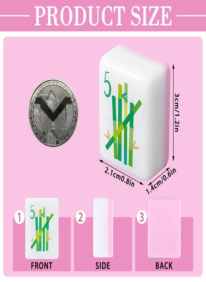 مجموعة قطع ما جونغ من سيمجوينج، 160 قطعة صغيرة الحجم مناسبة للسفر، قطع ما جونغ مزخرفة بالزهور، 1.2 بوصة، مع علبة تخزين شفافة. لعبة صينية محمولة للكبار والعائلة - Image 3