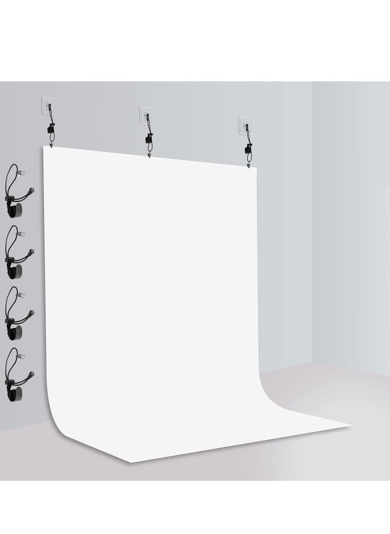 GUDOO Photography White Backdrops for Wall Mounted Setup Photoshoot Pure White Screen Cloth Sheet Background Zoom Polyester Photo Back Drop Pack for Party Photo Video Shoot 3 x 2 m  - Image 1