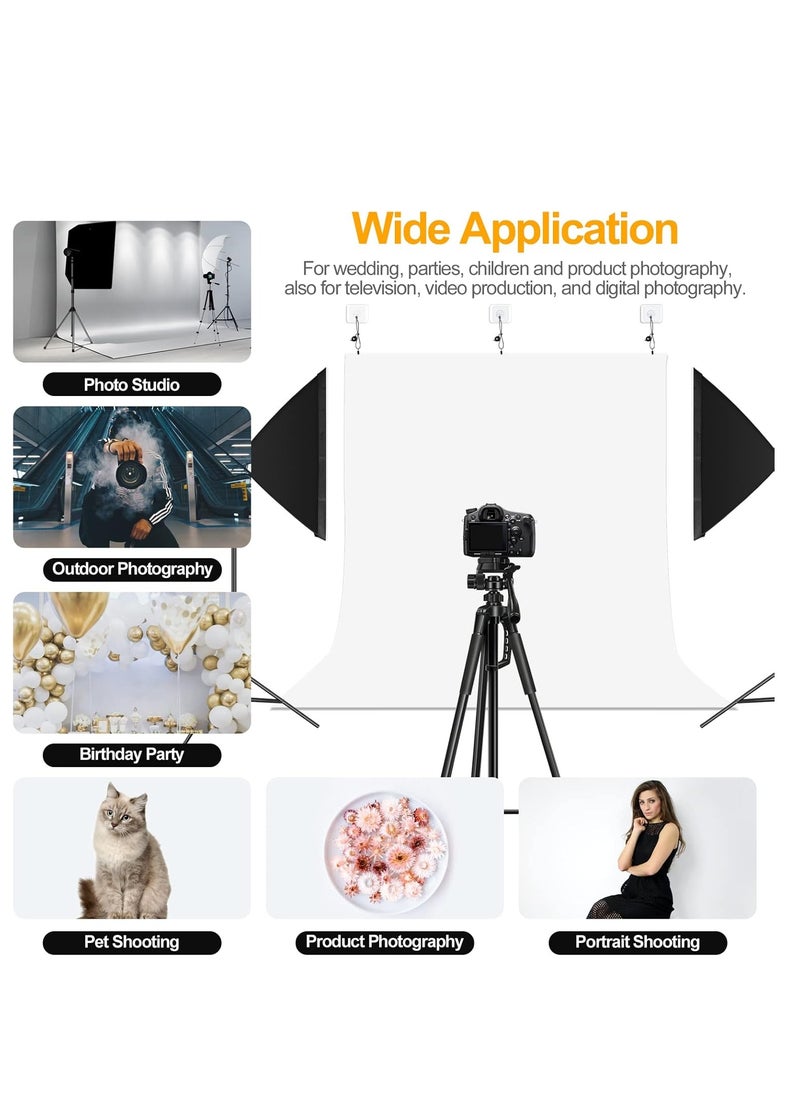 GUDOO Photography White Backdrops for Wall Mounted Setup Photoshoot Pure White Screen Cloth Sheet Background Zoom Polyester Photo Back Drop Pack for Party Photo Video Shoot 3 x 2 m  - Image 3