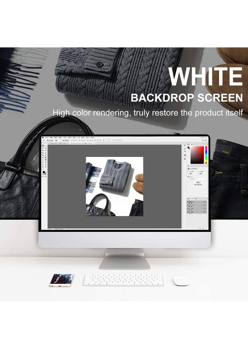 Photography White Backdrops for Wall Mounted Setup Photoshoot Pure White Screen Cloth Sheet Background Zoom Polyester Photo Back Drop Pack for Party Photo Video Shoot 3 x 2 m