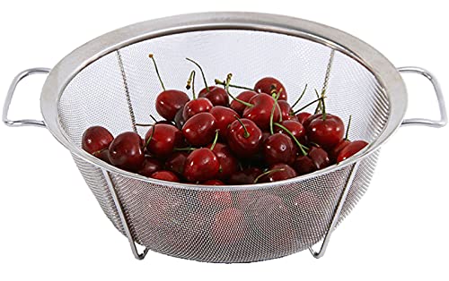 AJIODA Stainless Steel Mesh Colander Strainer Basket 4 Quart Fine Mesh Net Colander with Heavy Duty Handles Wide Rim Resting Feet for Strain Drain Rinse Fry Steam or Cook Vegetables Pasta - Image 1