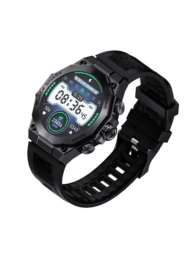 بلاك شارك - ساعة Black Shark S1 Pro الذكية تدعم الدردشة GPT، عمر البطارية 15 يومًا، شاشة AMOLED مقاس 1.43 بوصة، وضع مراقبة صحة الألعاب، 100+ وضع رياضي، IP68، أسود - Image 1