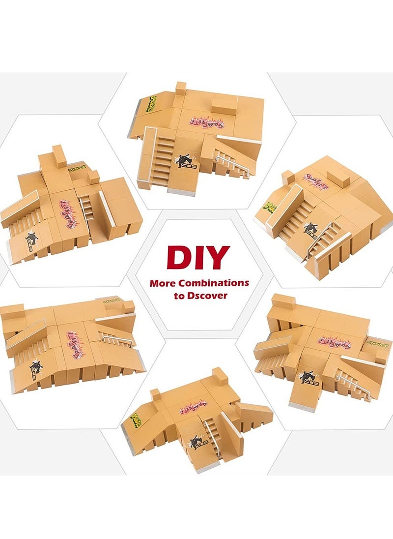 Generic - Fingerboard Skatepark, Finger Skate Park Kit for Kids Gift, Mini Finger Skateboard Ramp Set Including 8 Pcs Fingerboard Skatepark and 3 Pcs Fingerboards, Kids Toy and Gift for Boys and Girls - Image 1