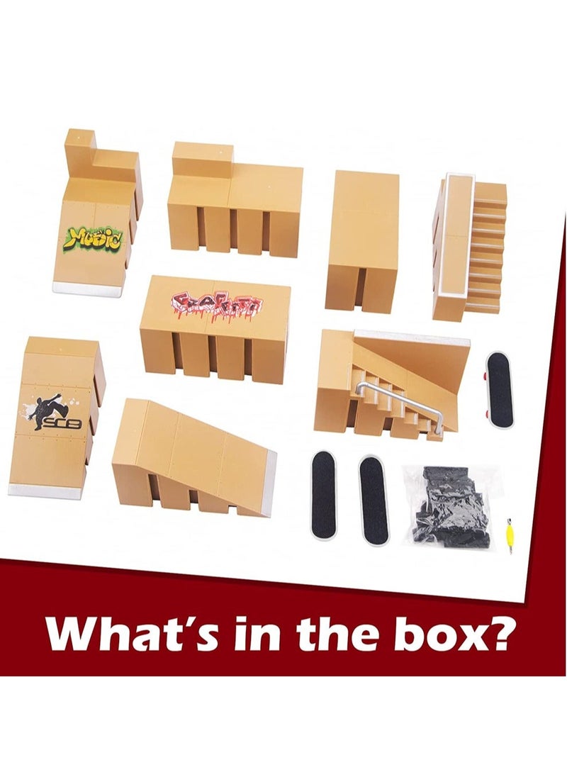 Generic - Fingerboard Skatepark, Finger Skate Park Kit for Kids Gift, Mini Finger Skateboard Ramp Set Including 8 Pcs Fingerboard Skatepark and 3 Pcs Fingerboards, Kids Toy and Gift for Boys and Girls - Image 1