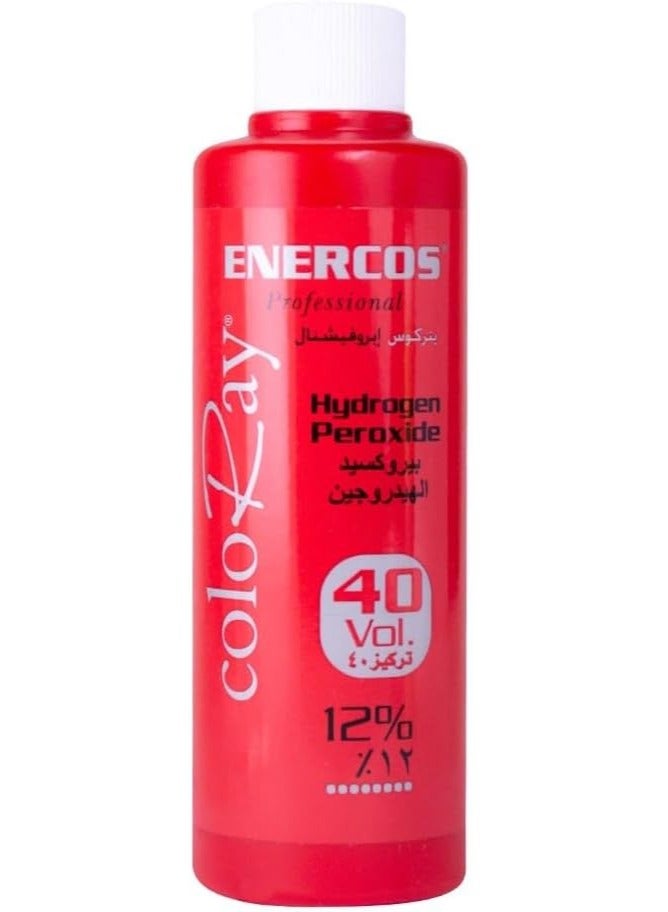 Enercos Coloray Hydrogen Peroxide 40 Volume 12% Strength Developer, Black Hair Coloring Agent, 100ml - Image 1