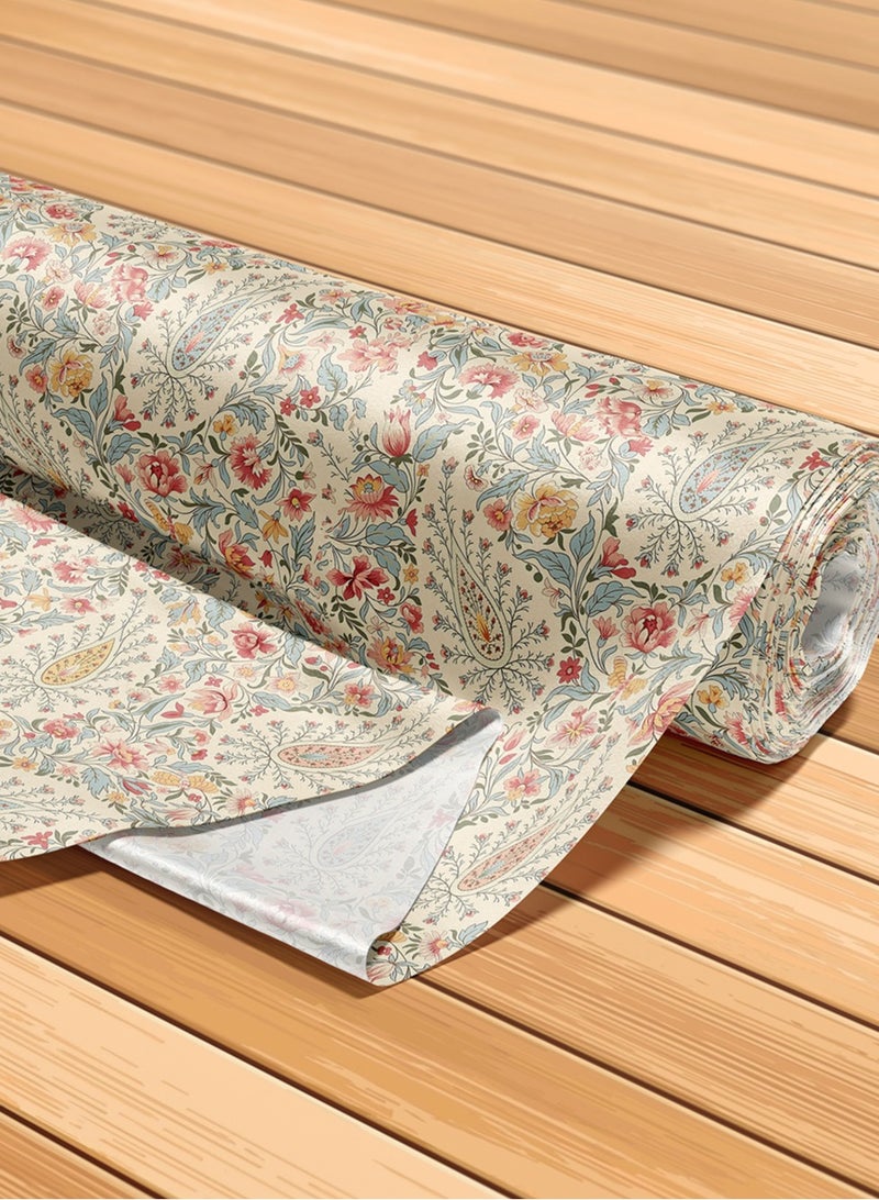 Vellato Al Lail Aramny Silk Fabric By The Yard Cream Pink Floral Pattern Jalabiya Makhweer Dressmaking 58 Inches Width - Image 5