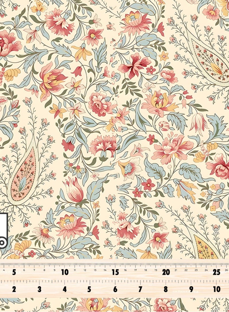 Vellato Al Lail Aramny Silk Fabric By The Yard Cream Pink Floral Pattern Jalabiya Makhweer Dressmaking 58 Inches Width - Image 4