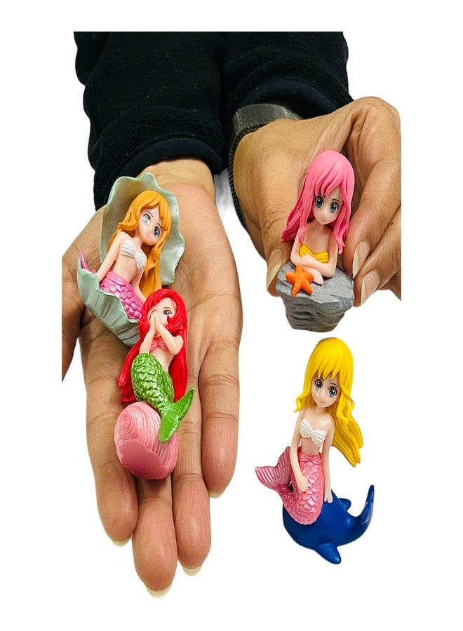 Krisah Pack of 4 Mermaid Doll Miniatures for Dollhouses/Fairy Gardens/Terrarium/DIY Model Making/Zen Gardens Small Resin - Image 3