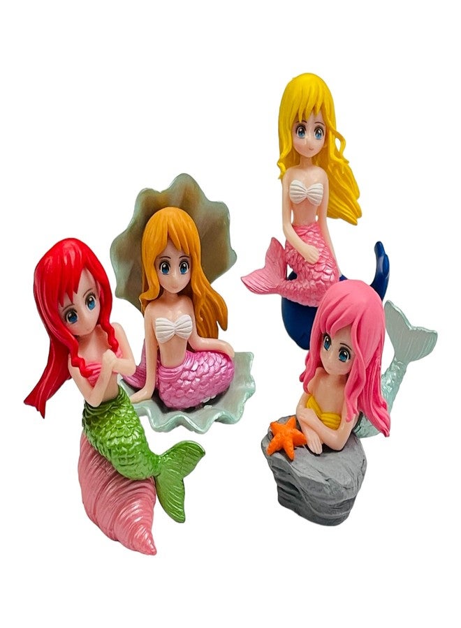 Krisah Pack of 4 Mermaid Doll Miniatures for Dollhouses/Fairy Gardens/Terrarium/DIY Model Making/Zen Gardens Small Resin - Image 2