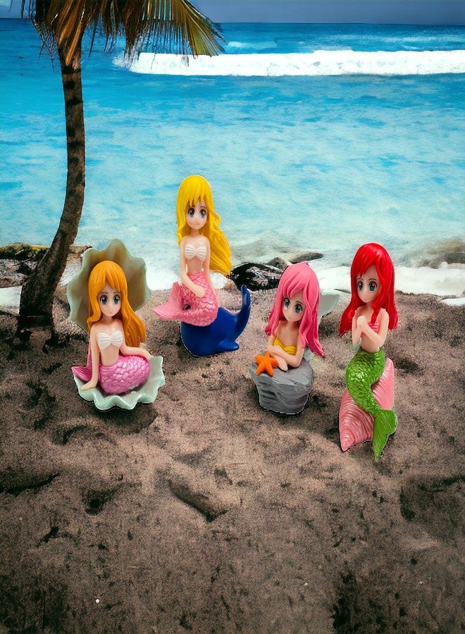 Krisah Pack of 4 Mermaid Doll Miniatures for Dollhouses/Fairy Gardens/Terrarium/DIY Model Making/Zen Gardens Small Resin - Image 1