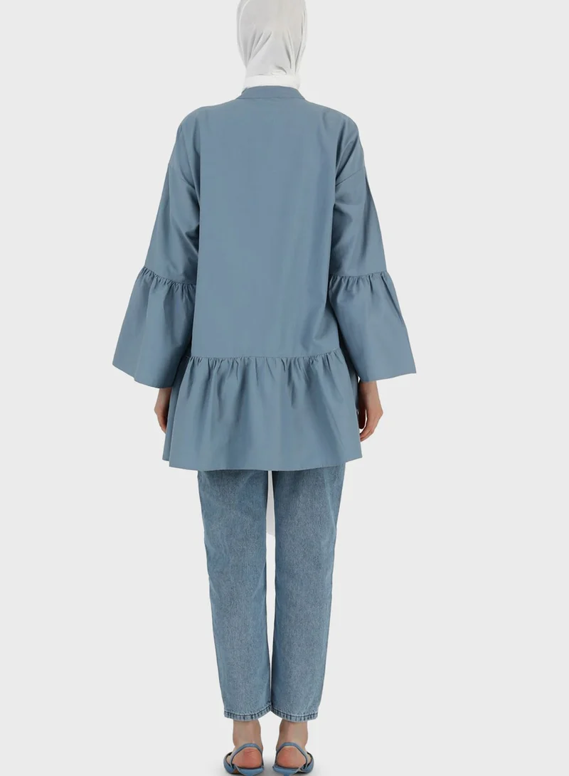 Refka by modanisa Ruffle Detail Button Down Tunic