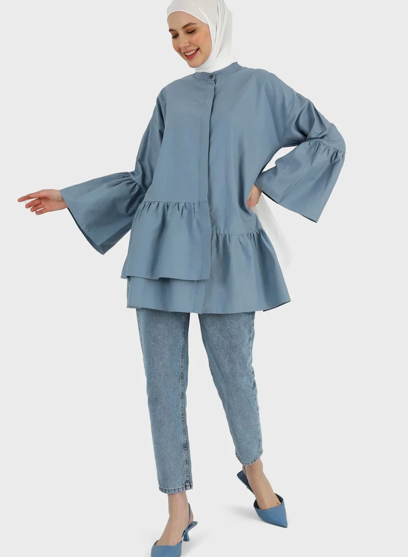 Refka by modanisa Ruffle Detail Button Down Tunic