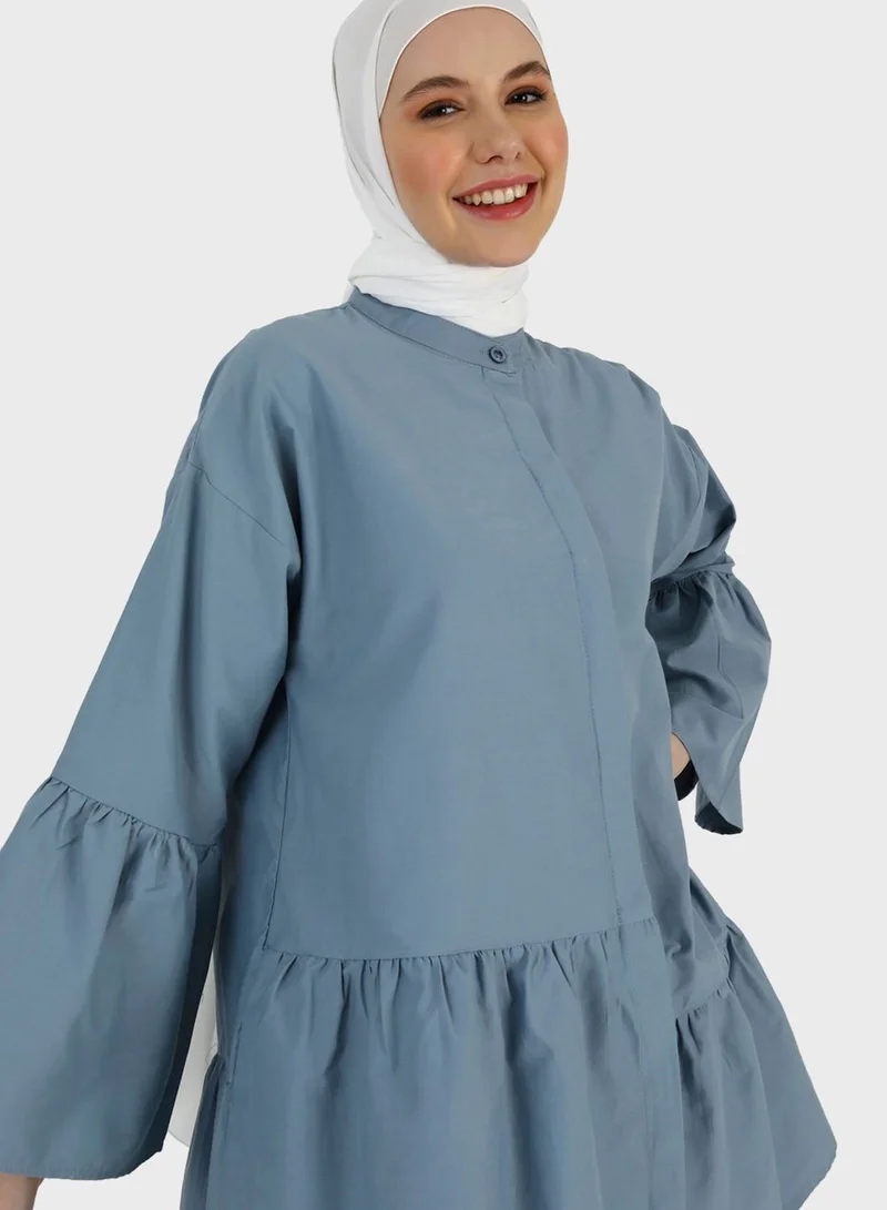 Refka by modanisa Ruffle Detail Button Down Tunic