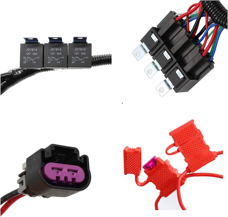JUNRUO هارنس الأسلاك المحدث لمروحة كهربائية مزدوجة من JUNRUO لسيارات GM 1999–2006 تحكم ECU - Image 2