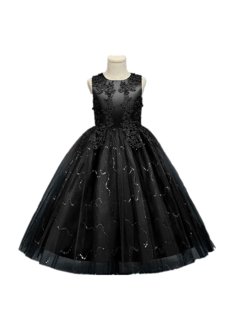 Girls Dress Sleeveless Mesh Performance Host Princess Dress Costumes - Image 1