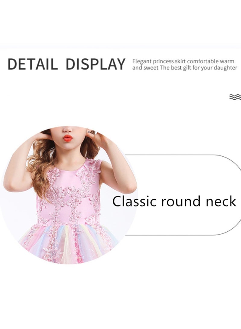 Girls Dress Sleeveless Mesh Performance Host Princess Dress Costumes - Image 3