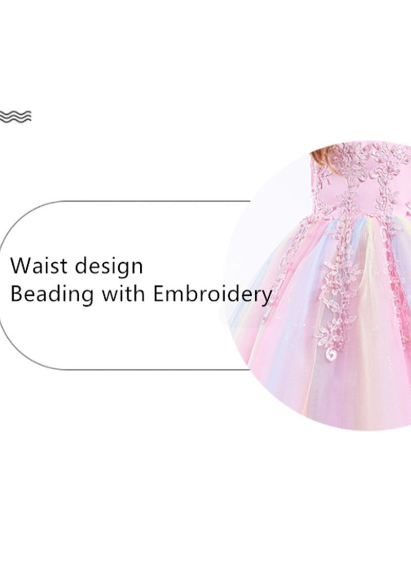 Girls Dress Sleeveless Mesh Performance Host Princess Dress Costumes - Image 4