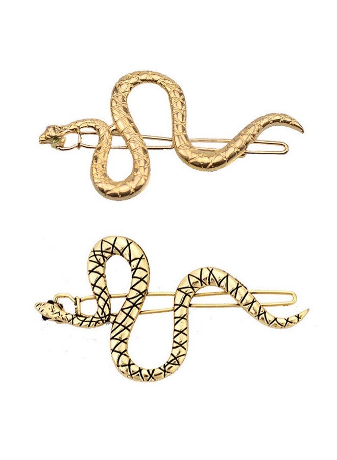Leorx 4Pcs Snake Hair Clip Vintage Decorative Metal Hair Pins For Women And Girls (Golden Ancient Gold) - Image 2