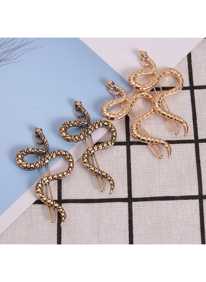 Leorx 4Pcs Snake Hair Clip Vintage Decorative Metal Hair Pins For Women And Girls (Golden Ancient Gold) - Image 3