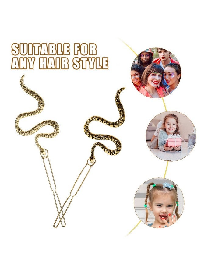 Leorx 4Pcs Snake Hair Clip Vintage Decorative Metal Hair Pins For Women And Girls (Golden Ancient Gold) - Image 5