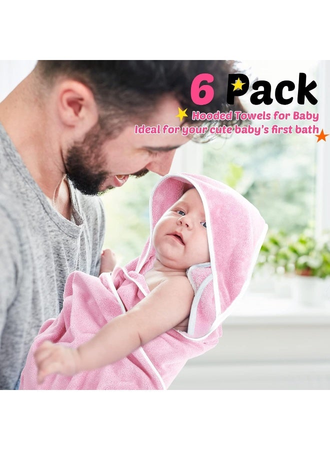 Chumia 6 Pack Baby Bath Towel, Coral Fleece Soft Absorbent Newborn Hooded Towel - Image 5