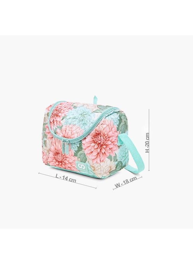 sami_studio Lunch Bag-Tropical Floral-Collection-1 Cmprt-Zip (Polyester ) Multicolour \ 14X18X20 - Image 2
