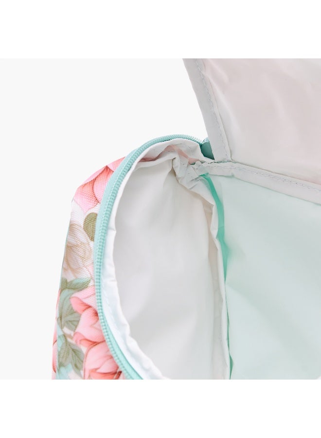 sami_studio Lunch Bag-Tropical Floral-Collection-1 Cmprt-Zip (Polyester ) Multicolour \ 14X18X20 - Image 5