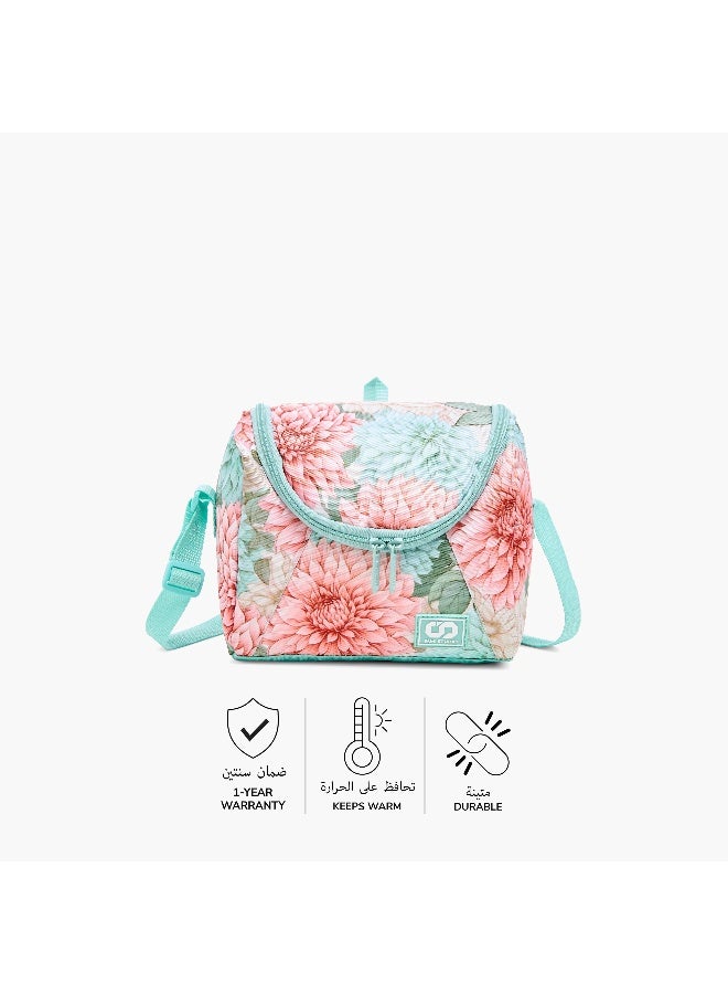 sami_studio Lunch Bag-Tropical Floral-Collection-1 Cmprt-Zip (Polyester ) Multicolour \ 14X18X20 - Image 4