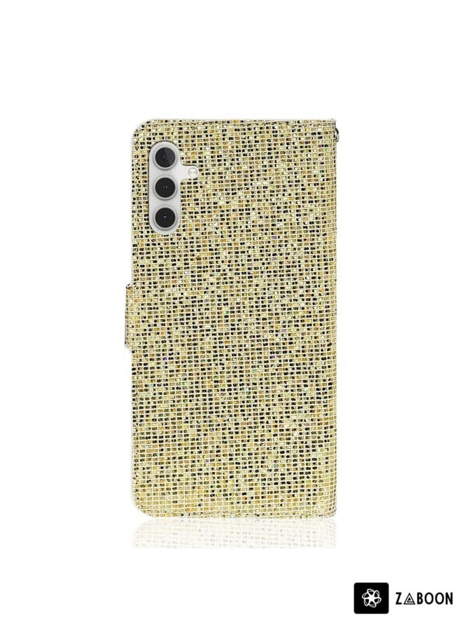 زبون جراب جلدي لامع لهاتف Samsung Galaxy A34 5G (ذهبي)  - Image 3